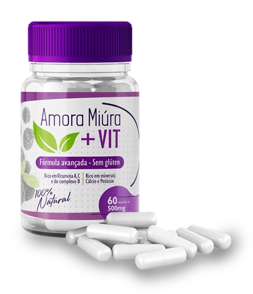 Capsulas do suplemento Amora Miura + Vit